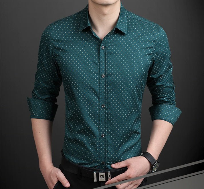 Men's Polka Dot Long-Sleeve Dress Shirt - Plus Size M-5XL