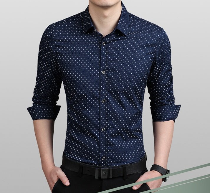 Men's Polka Dot Long-Sleeve Dress Shirt - Plus Size M-5XL