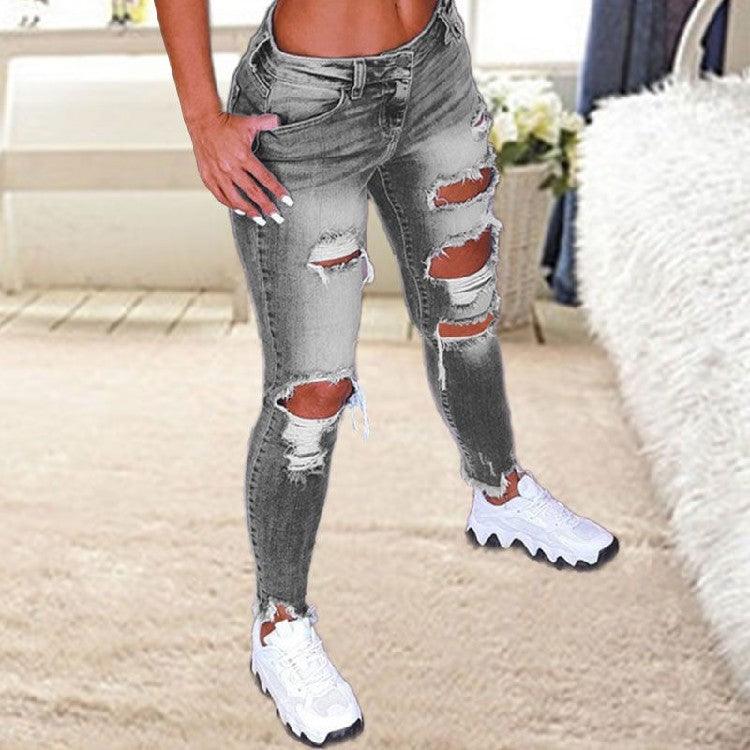 Brushed Stretch Denim Cargo Pants Pencil Pants Denim Women's Pencil Pants