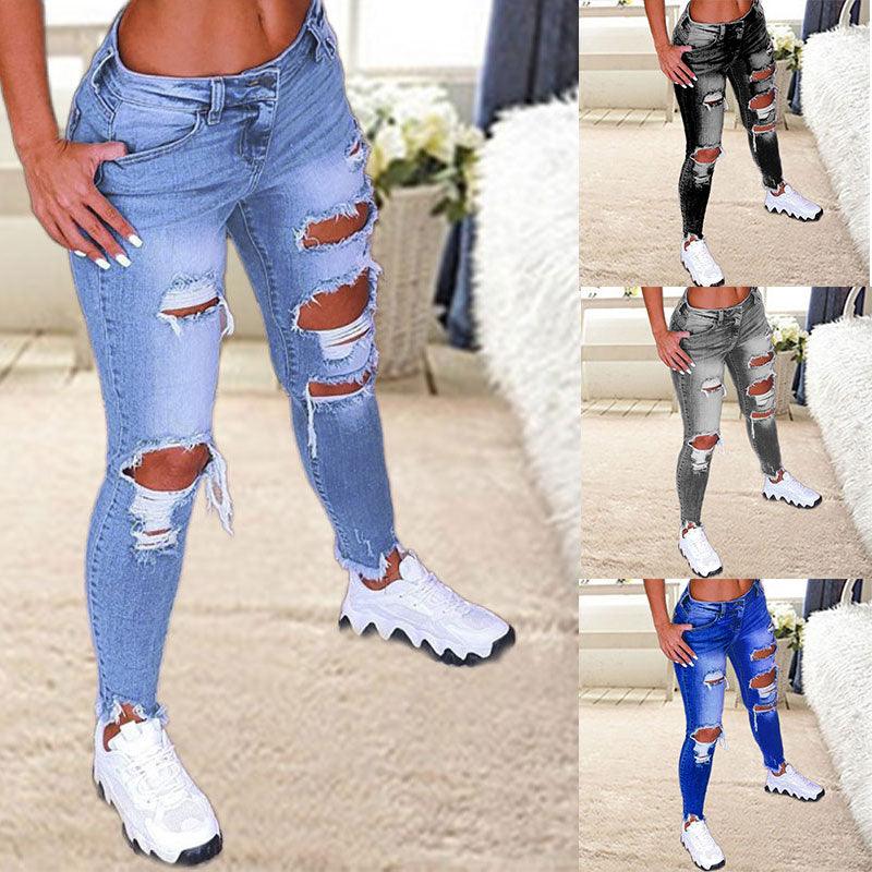 Brushed Stretch Denim Cargo Pants Pencil Pants Denim Women's Pencil Pants