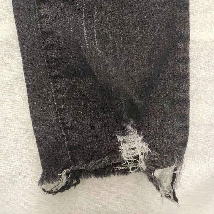 Brushed Stretch Denim Cargo Pants Pencil Pants Denim Women's Pencil Pants