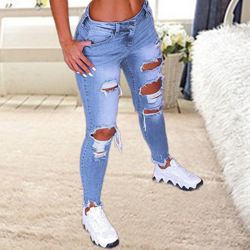 Brushed Stretch Denim Cargo Pants Pencil Pants Denim Women's Pencil Pants