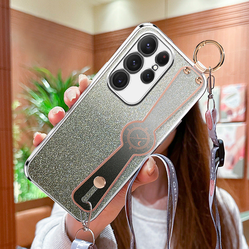 Gradient Glitter Wristband Cross Body Lanyard Phone Case