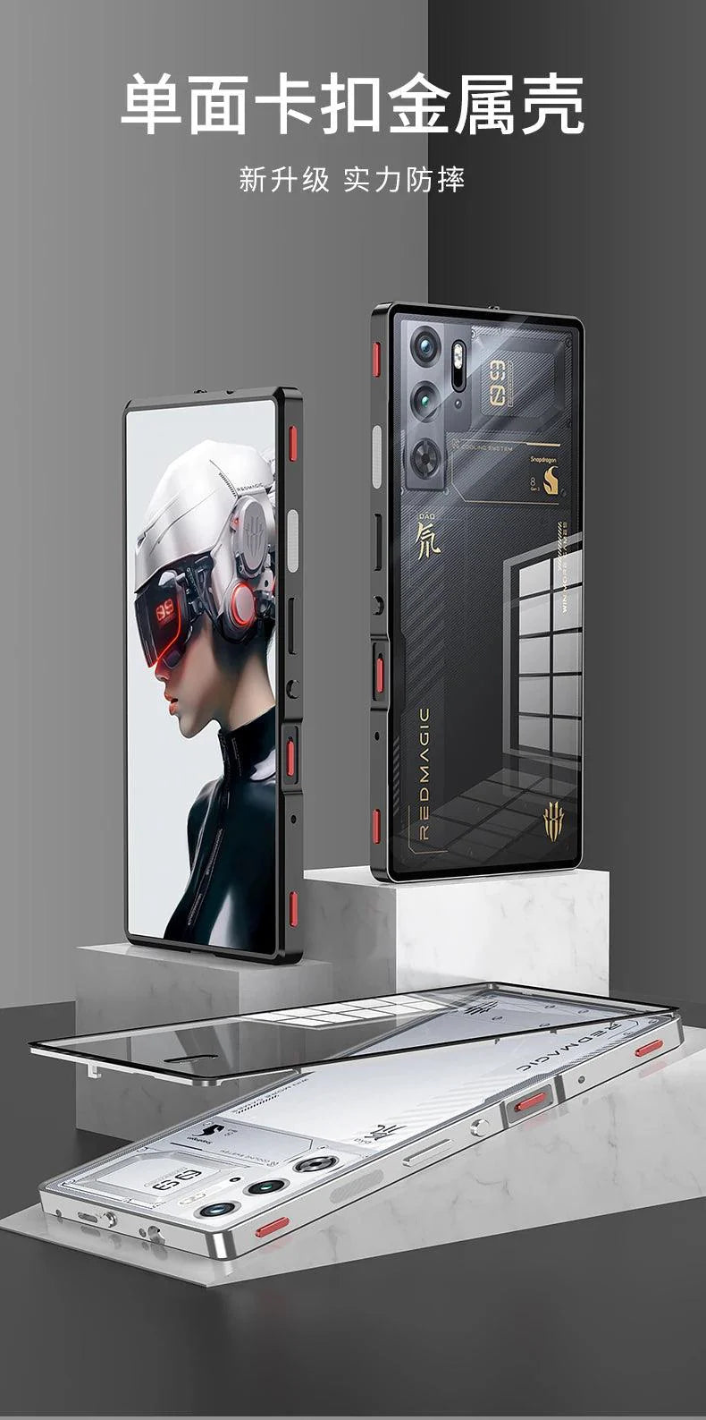Case For Red Magic 9S Pro Case Transparent Phone Acrylic Back Cover For Nubia RedMagic 9S Pro Plus Aluminium Alloy Metal Frame