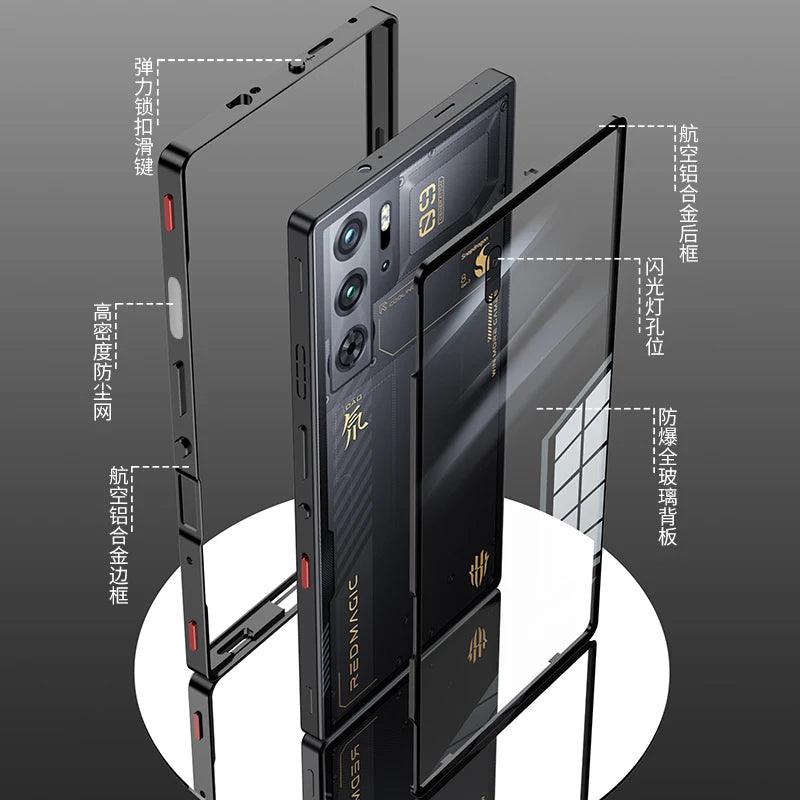 Case For Red Magic 9S Pro Case Transparent Phone Acrylic Back Cover For Nubia RedMagic 9S Pro Plus Aluminium Alloy Metal Frame