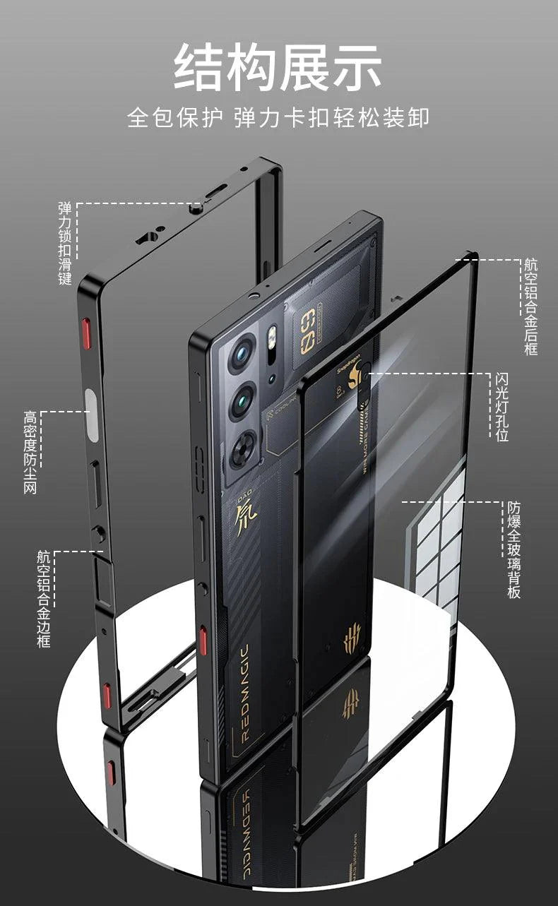 Case For Red Magic 9S Pro Case Transparent Phone Acrylic Back Cover For Nubia RedMagic 9S Pro Plus Aluminium Alloy Metal Frame