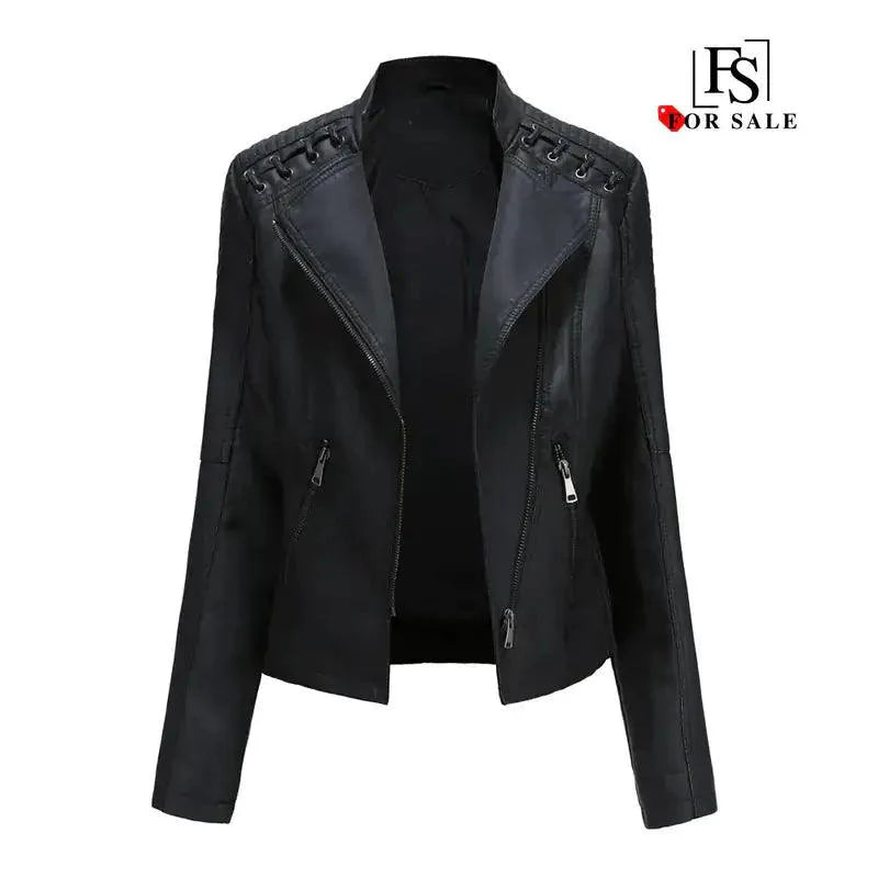 Chic Feminine Leather Coat
