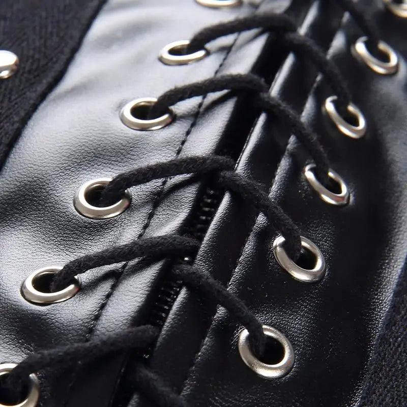 Chic Leather Lace-Up Skirt
