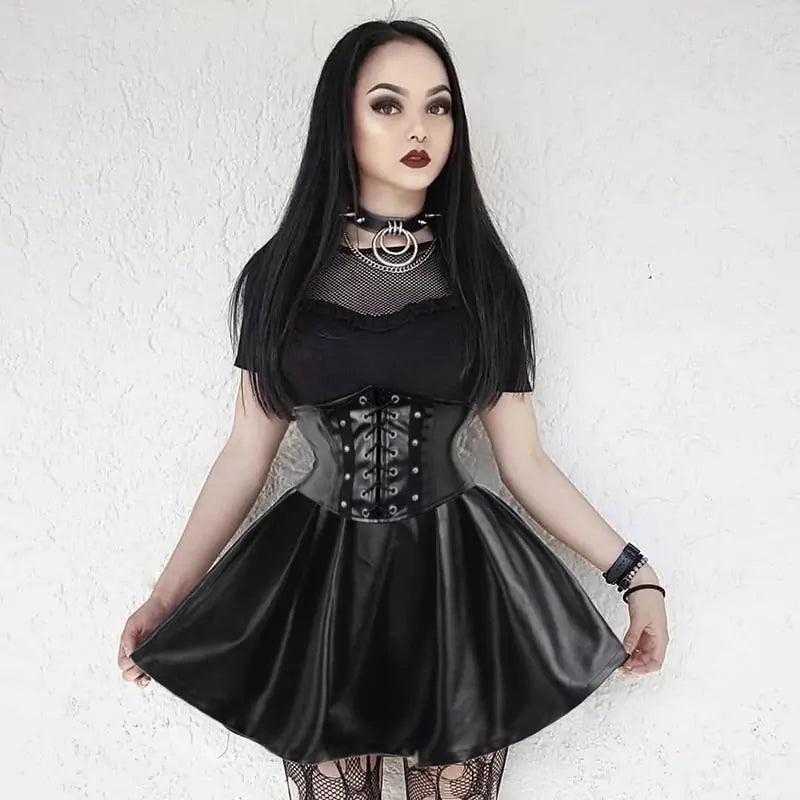 Chic Leather Lace-Up Skirt