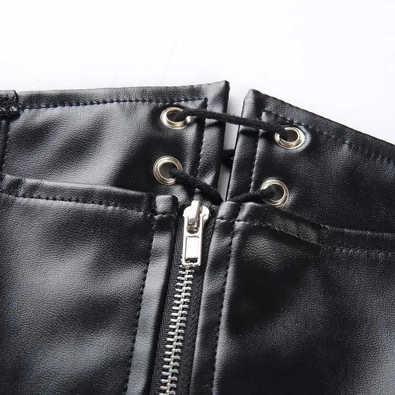 Chic Leather Lace-Up Skirt