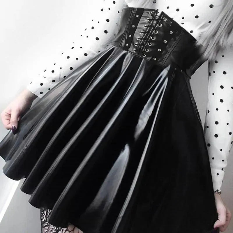 Chic Leather Lace-Up Skirt