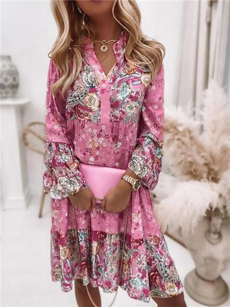 Chic Pleated Long Sleeve Dress