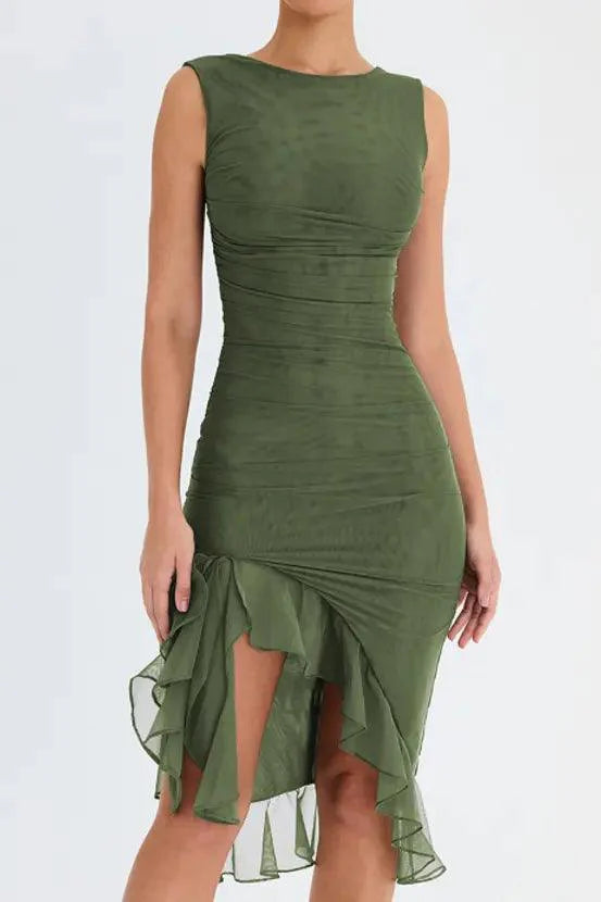 Chic Ruffled Elegance Midi Dress