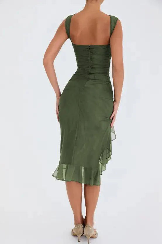 Chic Ruffled Elegance Midi Dress