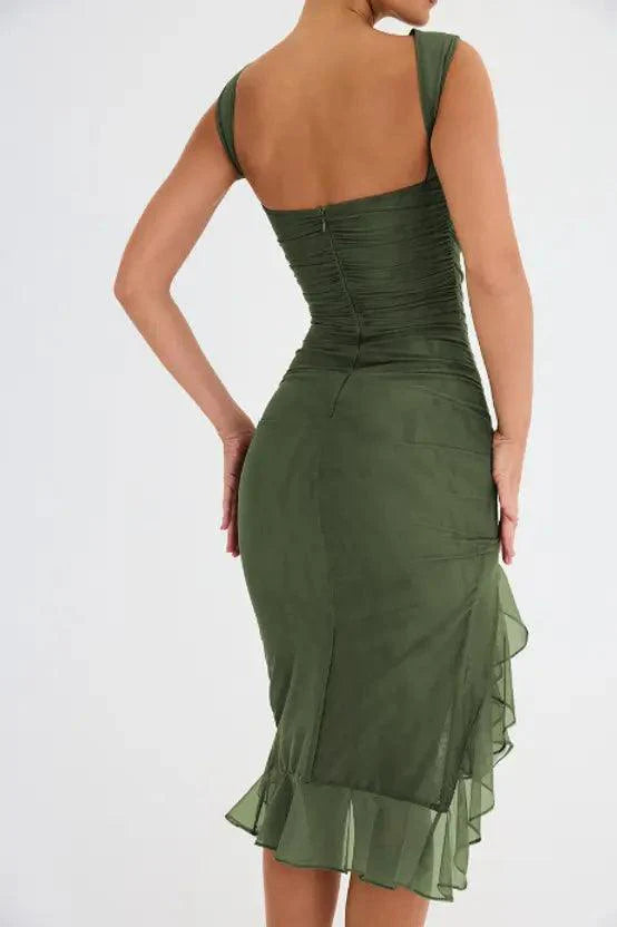 Chic Ruffled Elegance Midi Dress
