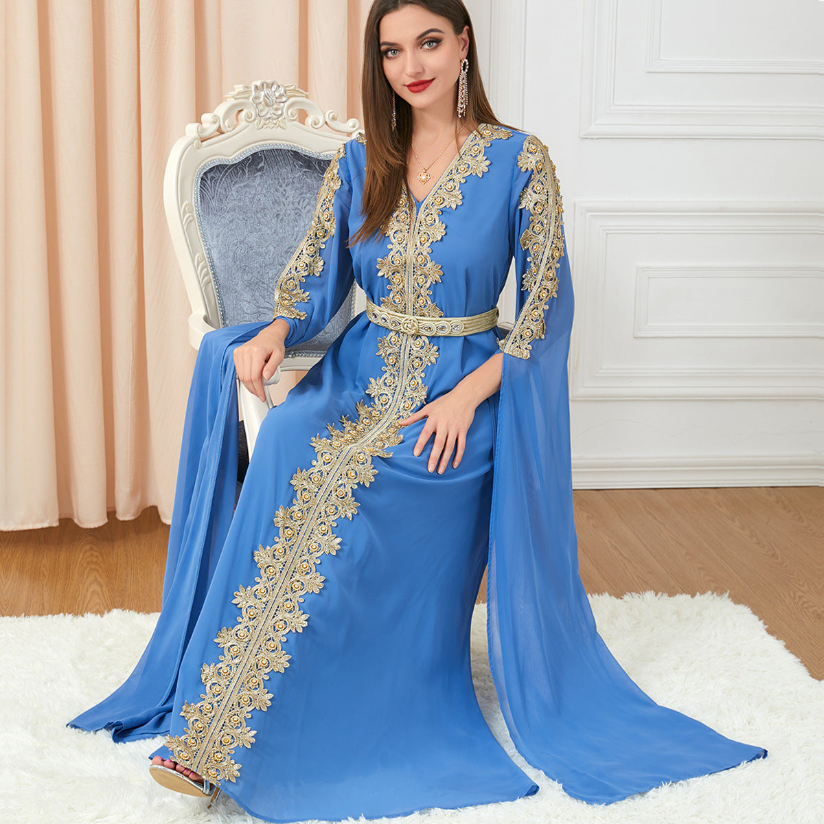 Women's Skirt Splicing Extra Long Sleeve Dress