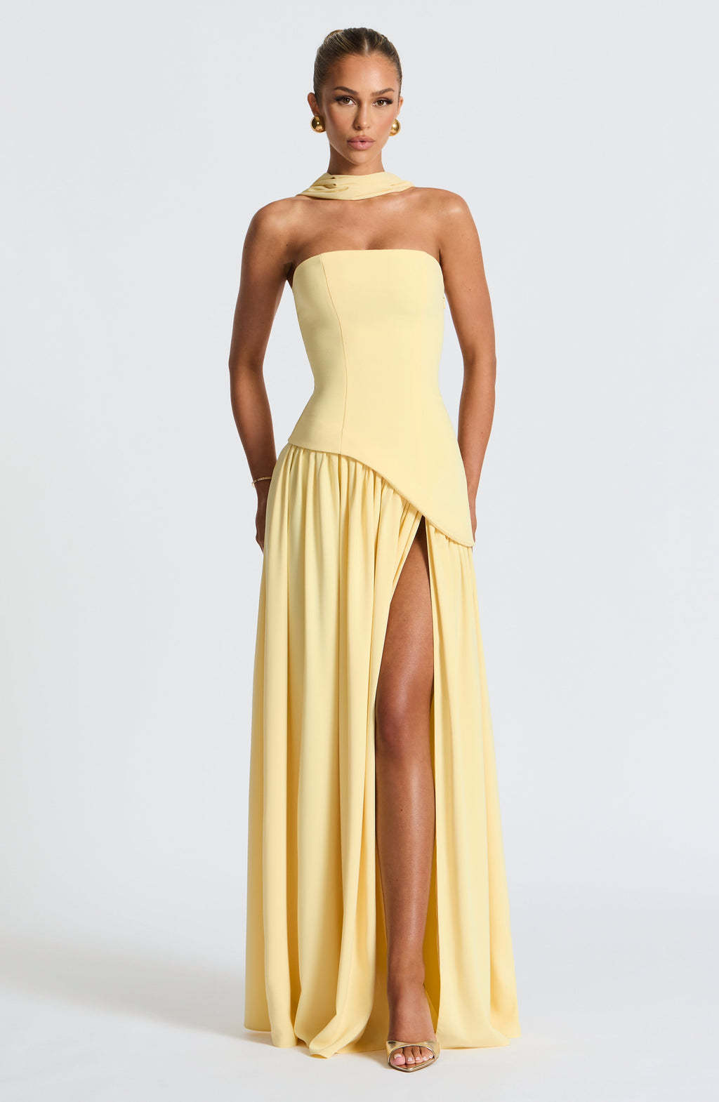 Cherry Lacquer Maliyah Maxi Dress with Chiffon Skirt & Scarf