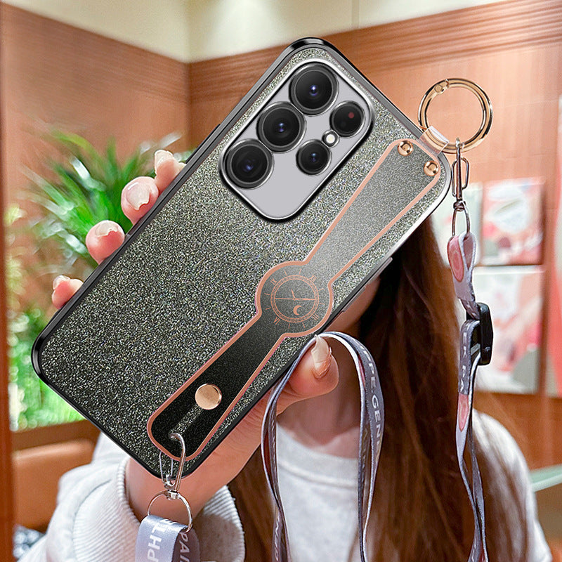 Gradient Glitter Wristband Cross Body Lanyard Phone Case