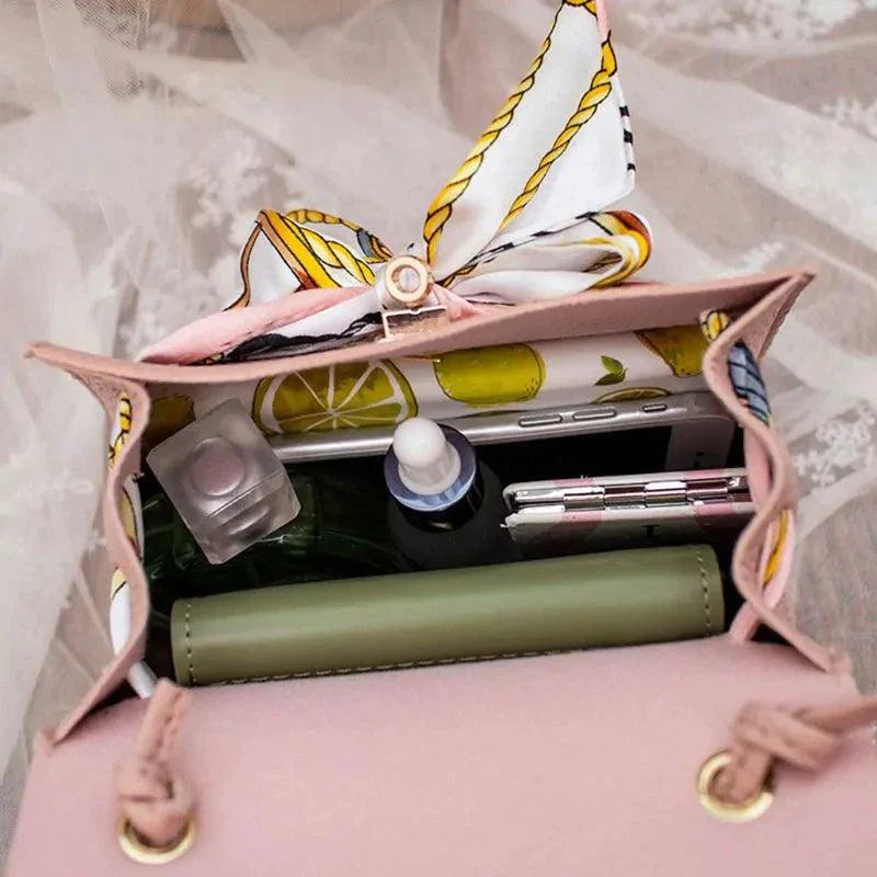 Elegant Leather Handbag & Scarf