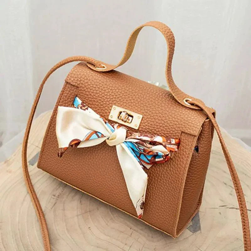 Elegant Leather Handbag & Scarf