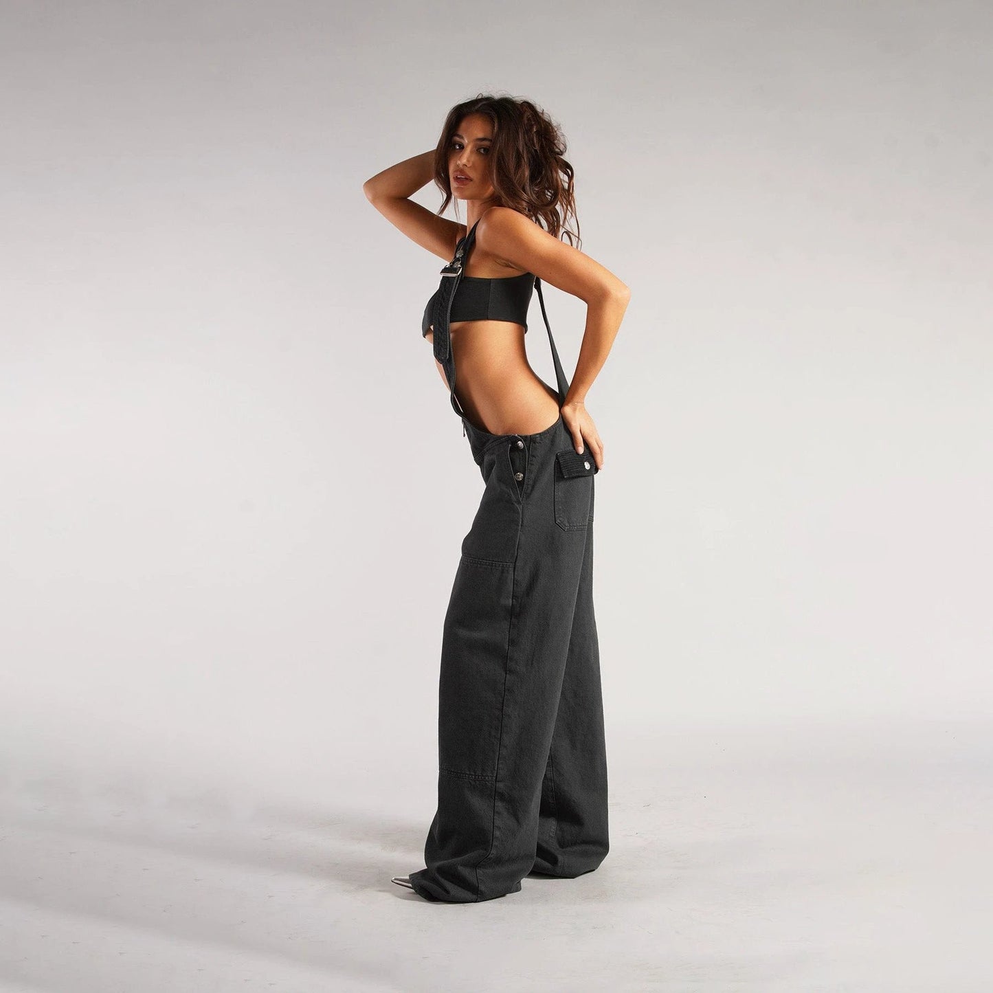 Y2K Denim Overalls - Zipper Suspender Jumpsuit Streetwear