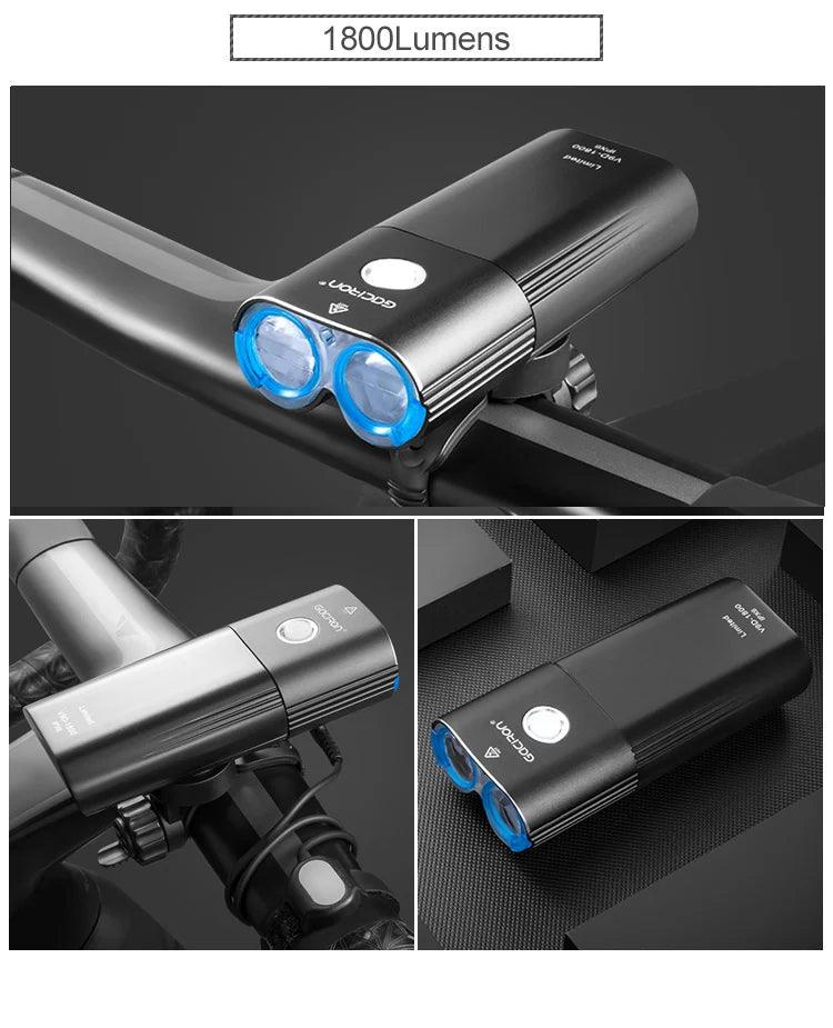 GACIRON 400-1800 Lumens Bicycle Front Light USB Rechargeable Cycling Headlight Flashlight MTB Road Bike Waterproof LED Head Lamp