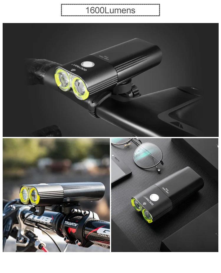 GACIRON 400-1800 Lumens Bicycle Front Light USB Rechargeable Cycling Headlight Flashlight MTB Road Bike Waterproof LED Head Lamp