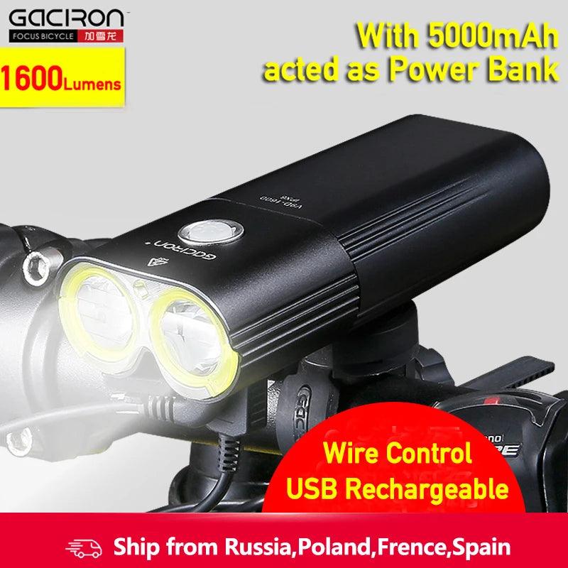 GACIRON 400-1800 Lumens Bicycle Front Light USB Rechargeable Cycling Headlight Flashlight MTB Road Bike Waterproof LED Head Lamp