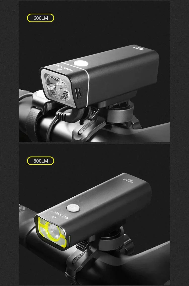 GACIRON 400-1800 Lumens Bicycle Front Light USB Rechargeable Cycling Headlight Flashlight MTB Road Bike Waterproof LED Head Lamp