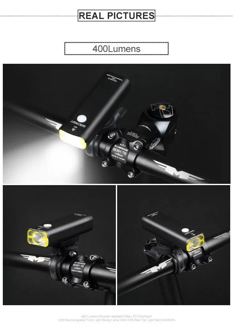 GACIRON 400-1800 Lumens Bicycle Front Light USB Rechargeable Cycling Headlight Flashlight MTB Road Bike Waterproof LED Head Lamp