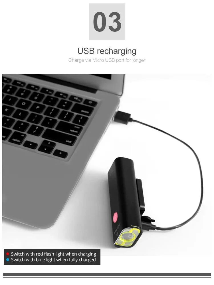 GACIRON 400-1800 Lumens Bicycle Front Light USB Rechargeable Cycling Headlight Flashlight MTB Road Bike Waterproof LED Head Lamp
