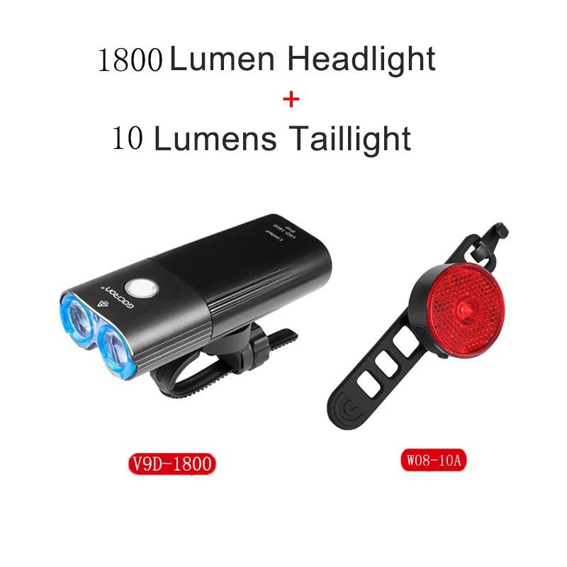 GACIRON 400-1800 Lumens Bicycle Front Light USB Rechargeable Cycling Headlight Flashlight MTB Road Bike Waterproof LED Head Lamp