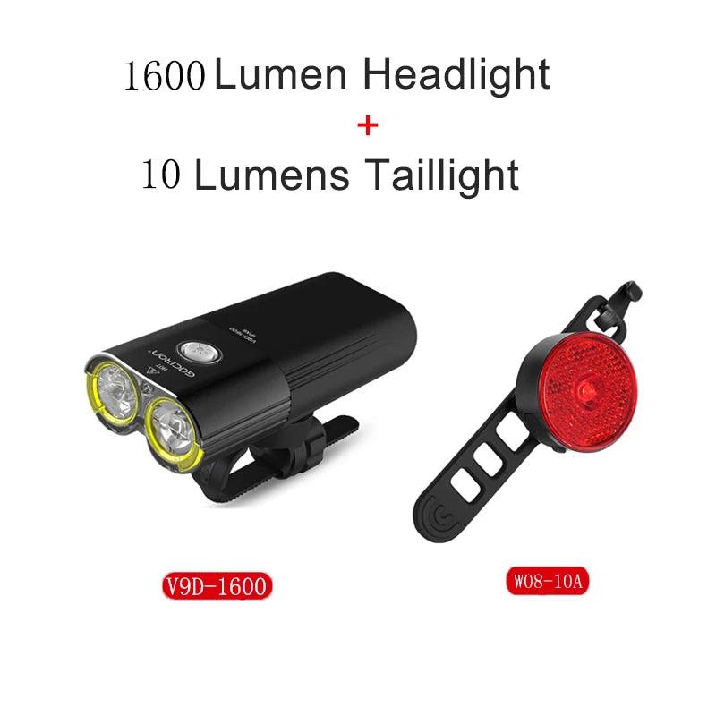 GACIRON 400-1800 Lumens Bicycle Front Light USB Rechargeable Cycling Headlight Flashlight MTB Road Bike Waterproof LED Head Lamp