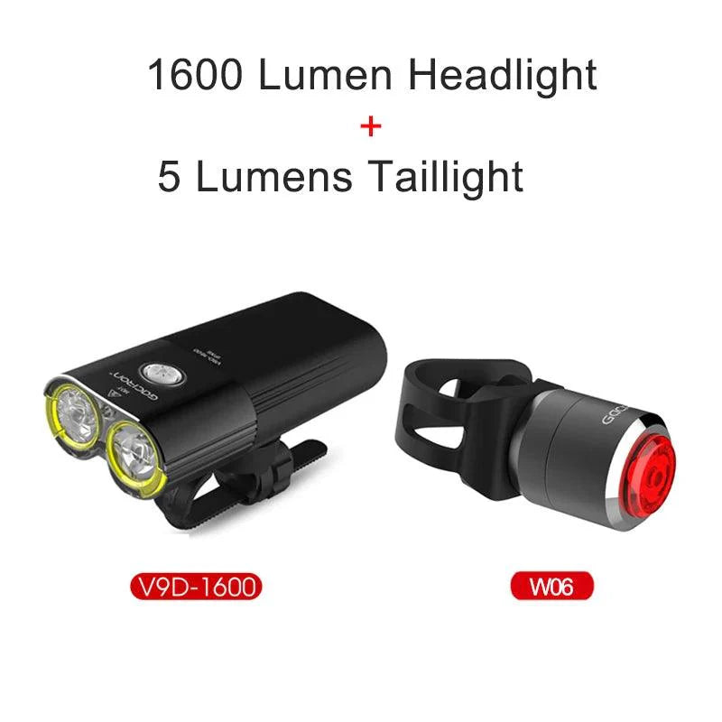 GACIRON 400-1800 Lumens Bicycle Front Light USB Rechargeable Cycling Headlight Flashlight MTB Road Bike Waterproof LED Head Lamp