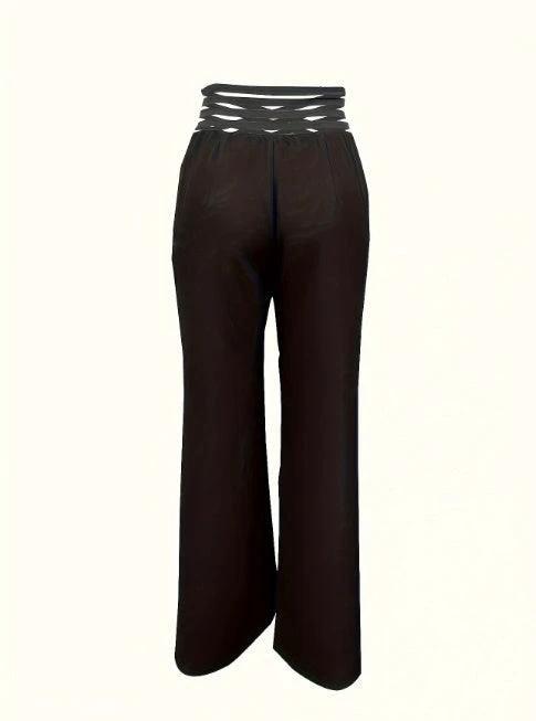 Girls' Solid Color Hollow High Waist Slimming Fashion Versatile Home Clothes Pants