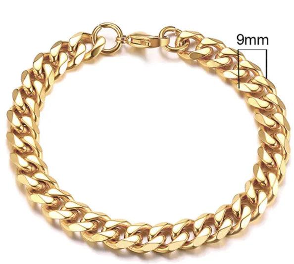Gold-Tone Stainless Steel Cuban Bracelet 3-11mm