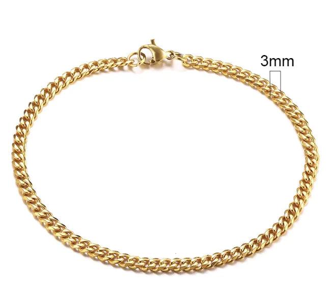 Gold-Tone Stainless Steel Cuban Bracelet 3-11mm