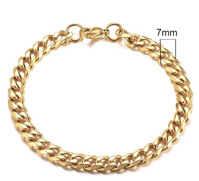 Gold-Tone Stainless Steel Cuban Bracelet 3-11mm