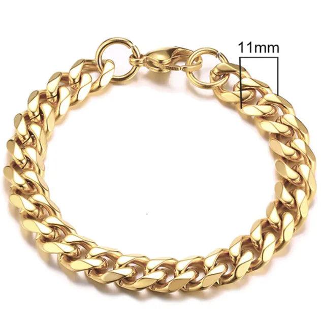 Gold-Tone Stainless Steel Cuban Bracelet 3-11mm