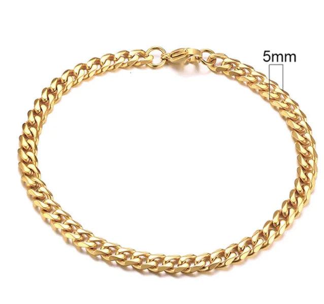 Gold-Tone Stainless Steel Cuban Bracelet 3-11mm