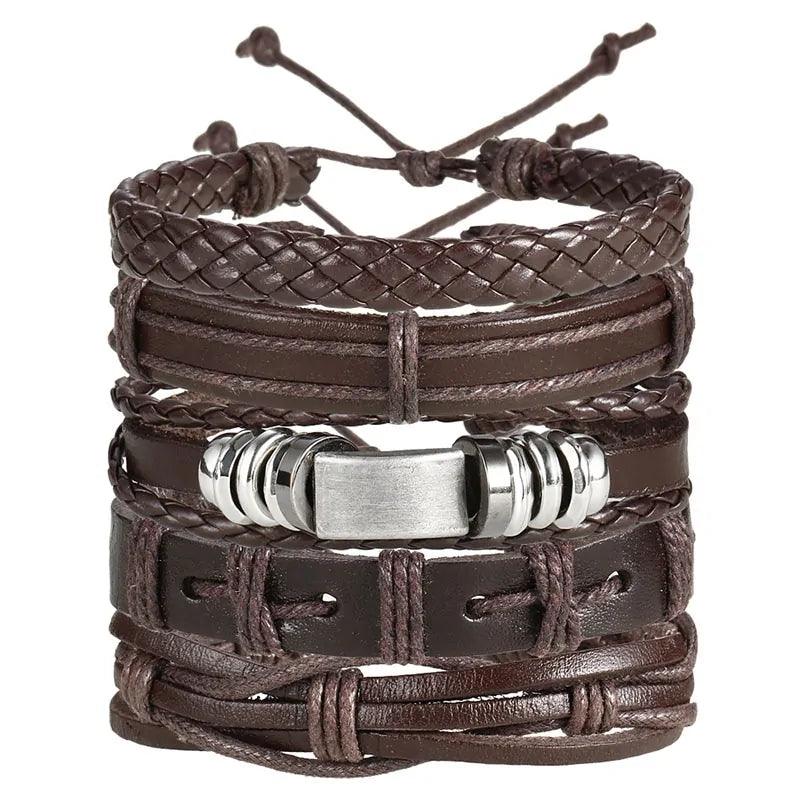 Layered Leather Charm Bracelet