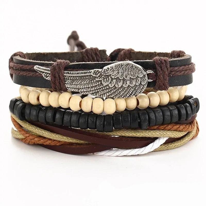 Layered Leather Charm Bracelet