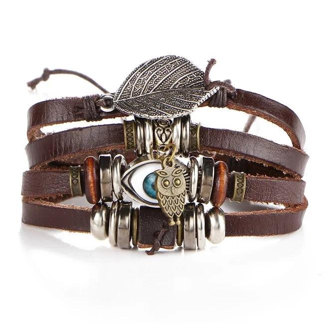 Layered Leather Charm Bracelet