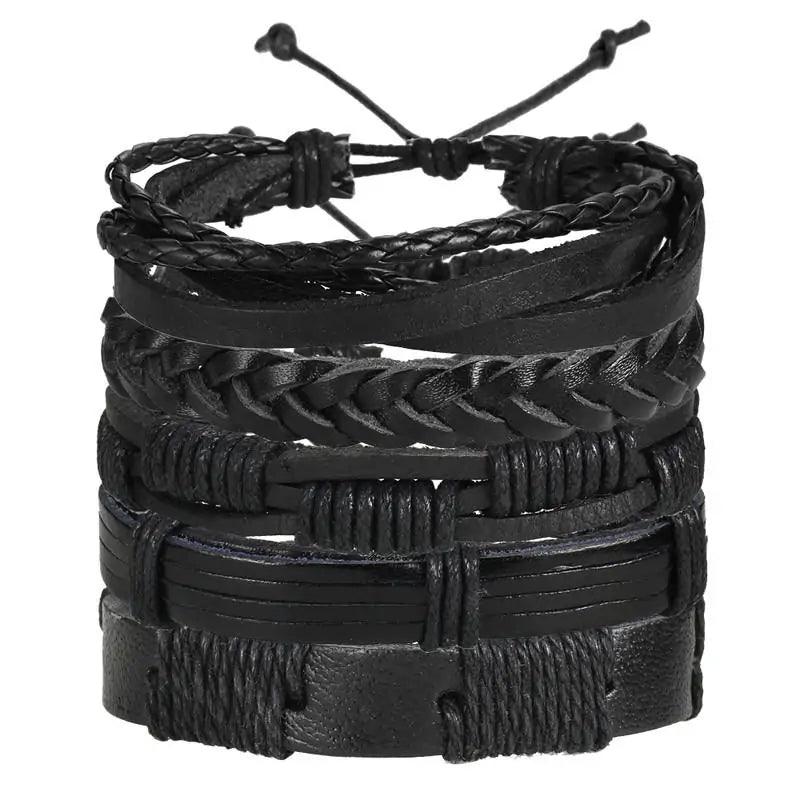 Layered Leather Charm Bracelet