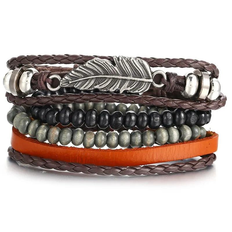 Layered Leather Charm Bracelet