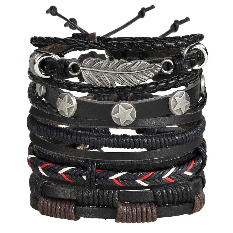 Layered Leather Charm Bracelet