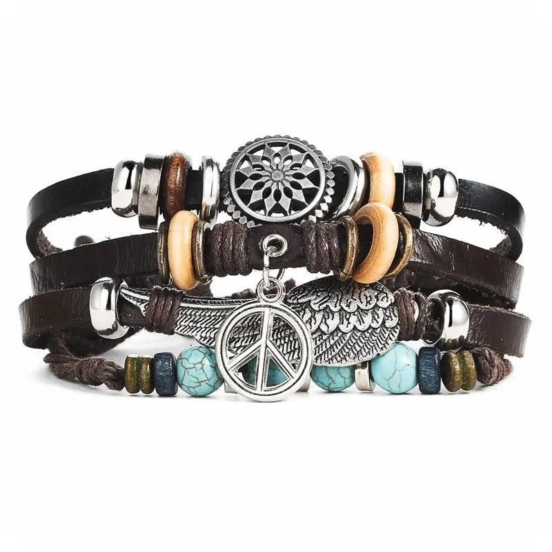 Layered Leather Charm Bracelet
