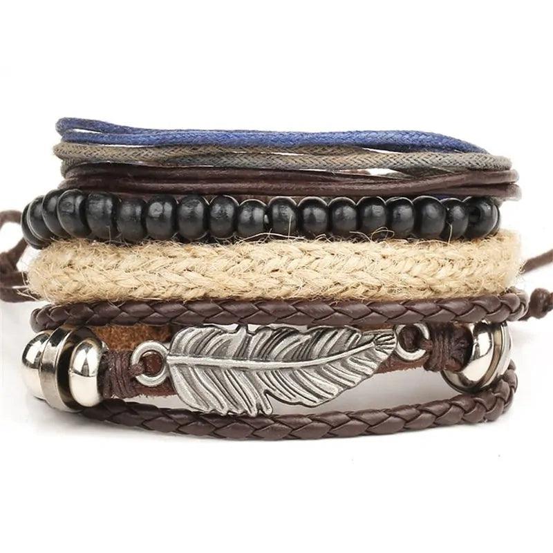 Layered Leather Charm Bracelet