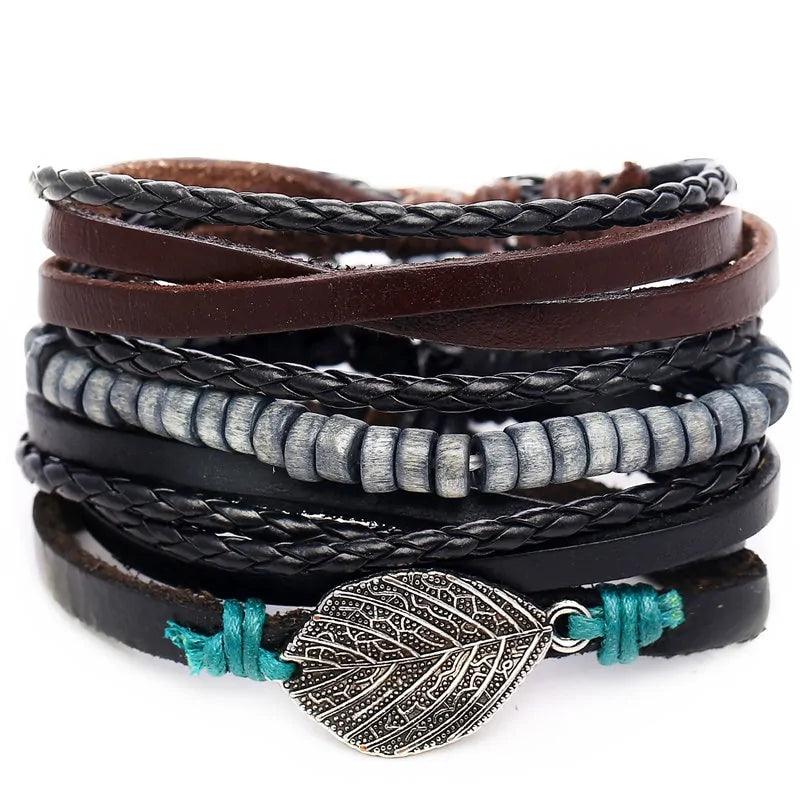 Layered Leather Charm Bracelet