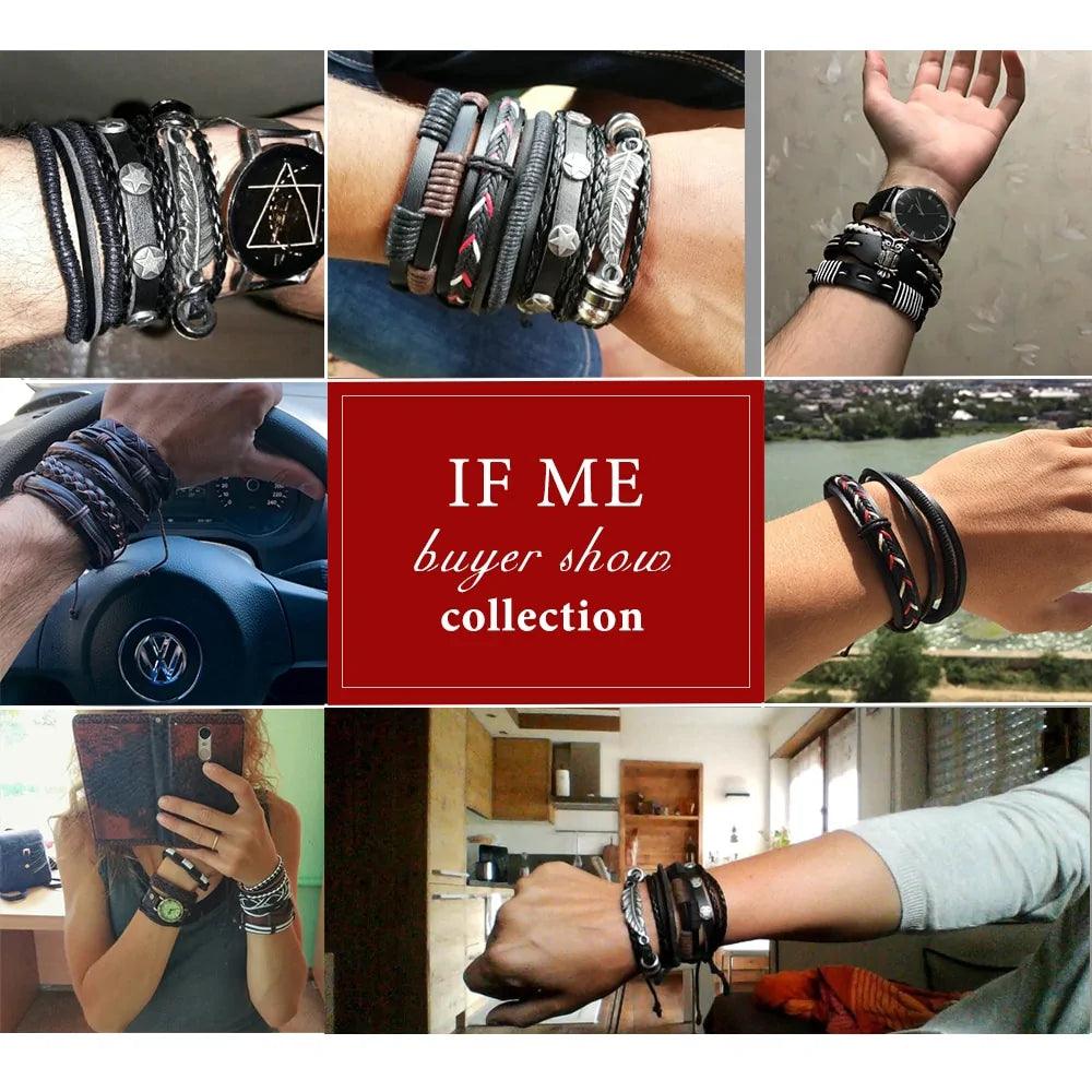 Layered Leather Charm Bracelet
